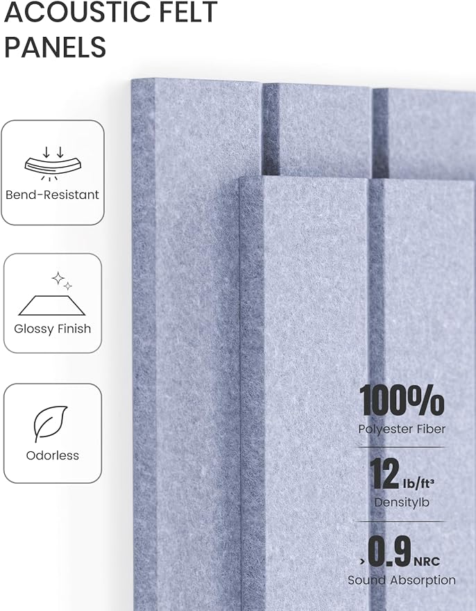 Fluxynara 48" x 36" Large Felt Bulletin Board, Soft Periwinkle | 12 Pack Cork Board Alternative with 60 Safe Adhesive Tabs, Pin Boards for Wall Decor, Home, Office, Classroom,Dorm