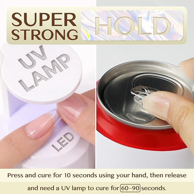 UNA GELLA 6 in 1 Gel Nail Glue for Clear Acrylic Nails Tips, 2Pcs 15ml Super Strong Brush UV Nail Glue Long Lasting Lamp Curing Required for Fake Nails Tips