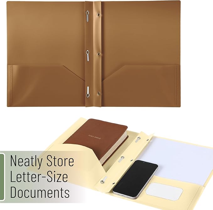 Mr. Pen- Plastic Folders with Pockets and Prongs, 5 Pack, Letter Size, Dark Earthy Colors, Flexible Plastic Folders with Prongs