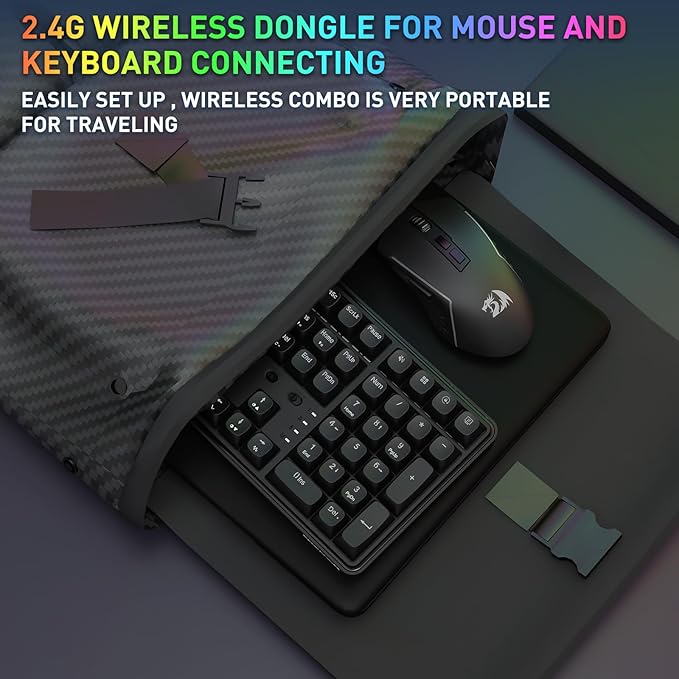 Redragon S163 3-Mode Wilreess Gaming Keyboard & Mouse Combo, 108 Keys K689 PRO RGB Gasket Keyboard and 8000 DPI M693 Gaming Mouse Bundle, Convenient Shared Dongle
