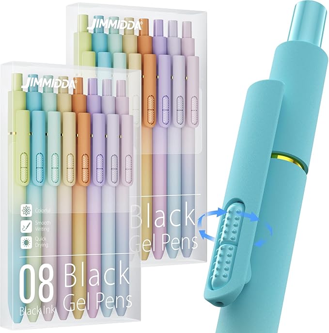 16 Pack Gel Pens, Black Ink Quick-Drying No Smudge with Fidget | 0.7mm Fine Point, Smooth Writing, Long-Lasting Ink, Stress Relief Pens for Journaling, School Office, Gift for Women Men