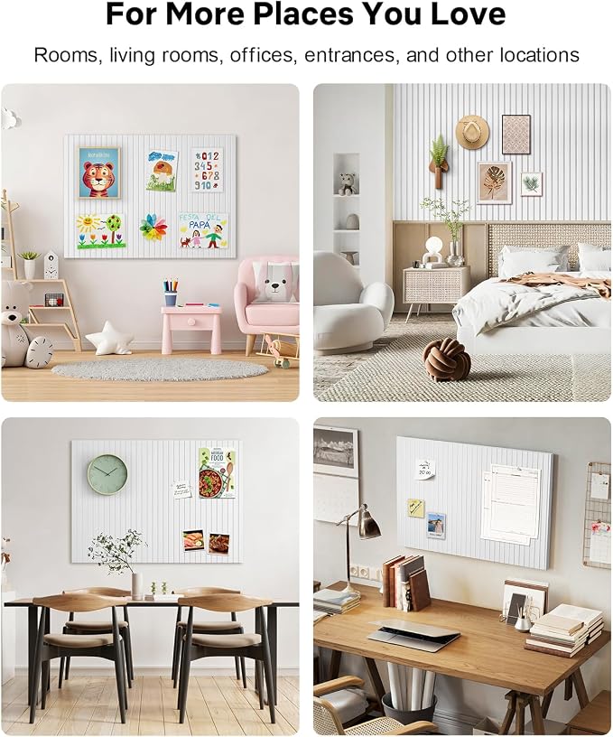 48" x 36" Large Cork Bulletin Board Tiles, Peel and Stick Felt Wall Panels for Vision, Message Center, Picture and Prayer Board for Office, Dorm, Room and Desk Decor(Cold White)