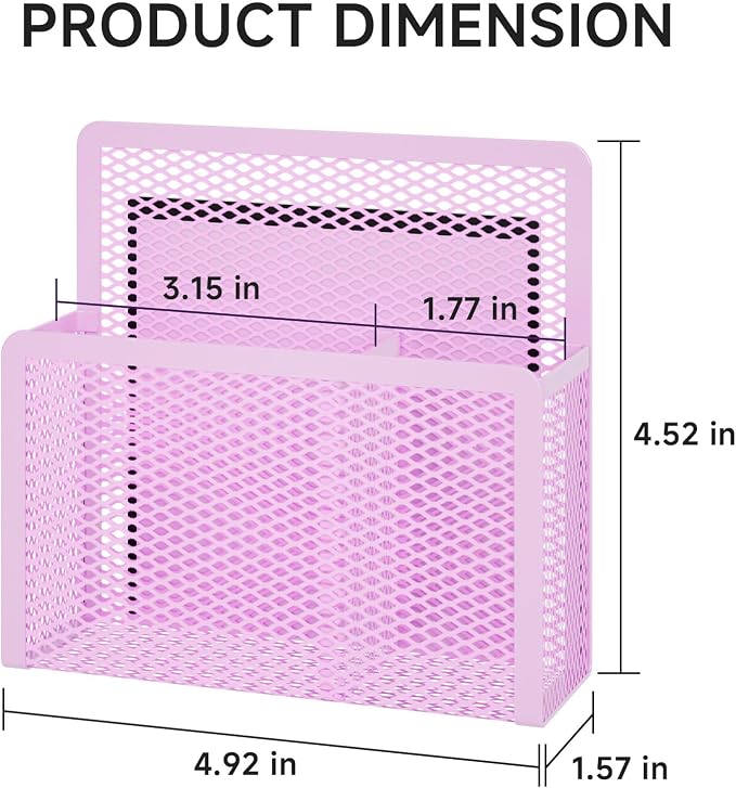Marbrasse Magnetic Dry Erase Marker Holder, Mesh Pen Holder for Whiteboard，Magnet Pencil Organizer Storage for Refrigerator Locker Accessories Organizer for Home, School and Office(Purple)