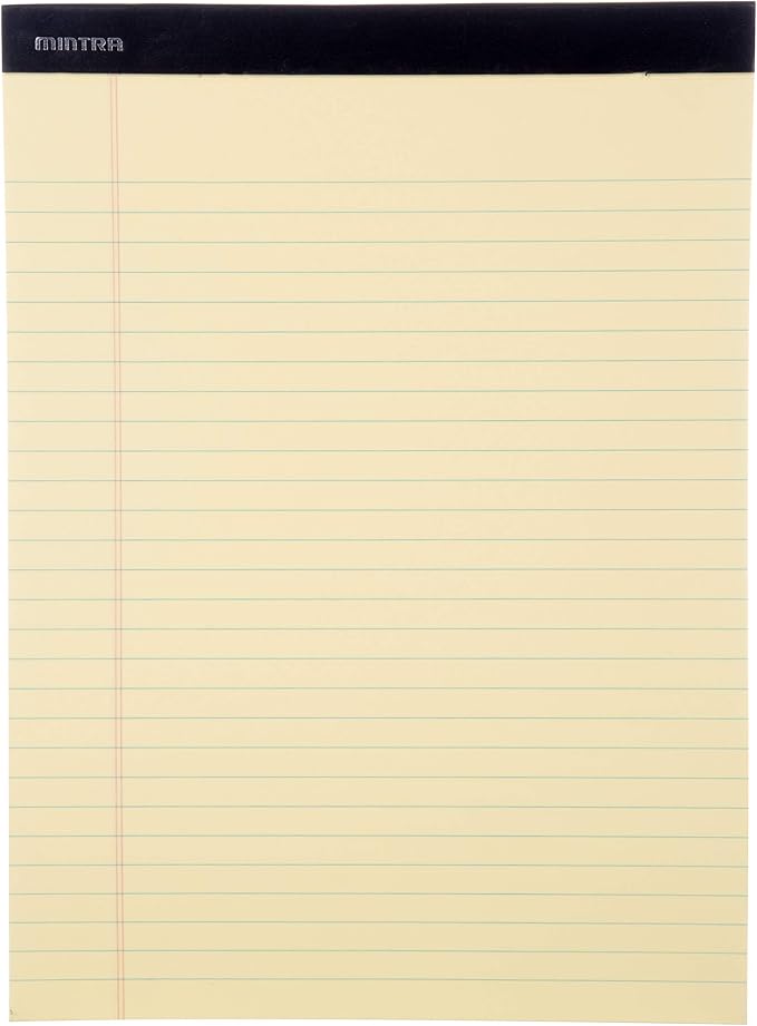 Mintra Office Canary Legal Pads - With Micro-perforated sheets, Smooth-lined paper, Ideal for Office Tasks, Assignments or Notes, Meetings, and Journaling, 6 pack Wide Ruled, Basic Pad, 8.5"x11"