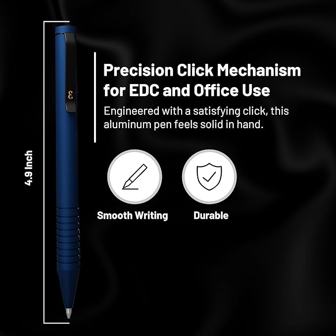 Everyman Midnight Super Matte Mini Twist Gel Pen | Compact Refillable 0.7mm Gel Pen with Twist Mechanism | Durable Metal EDC Writing Tool for Travel, Office, Work & Gifting