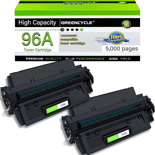 greencycle C4096A Toner Cartridge Replacement Compatible for HP 96A Laser Jet 2100 2100m 2100se 2100tn 2100xi 2200 2200d 2200dn 2200dse 2200dt 2200dtn Printer(2 Black)