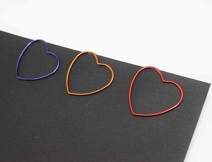 Heart Paper Clips with Metal Paper Clips Holder, Cute Love Heart Paperclips, Wedding Invitation Accessories (Red,50 PCS)