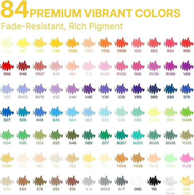WUO 84 Colors Acrylic Paint Markers Brush Tip with Automatic Ink Control | Water-based, no-bleed, waterproof acrylic paint pens for rock, wood, canvas, glass, ceramic, fabric and DIY crafts