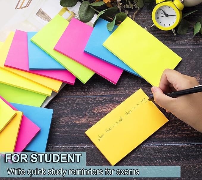 (15 Pads) Sticky Notes 3x5 in,Bright Notepads,Stickies,Memo Note Pads | Super Sticking Power,Colorful,Strong Adhesive,Post on Windows Doors,Office School,Recyclable,Easy to Write on,Hold Well