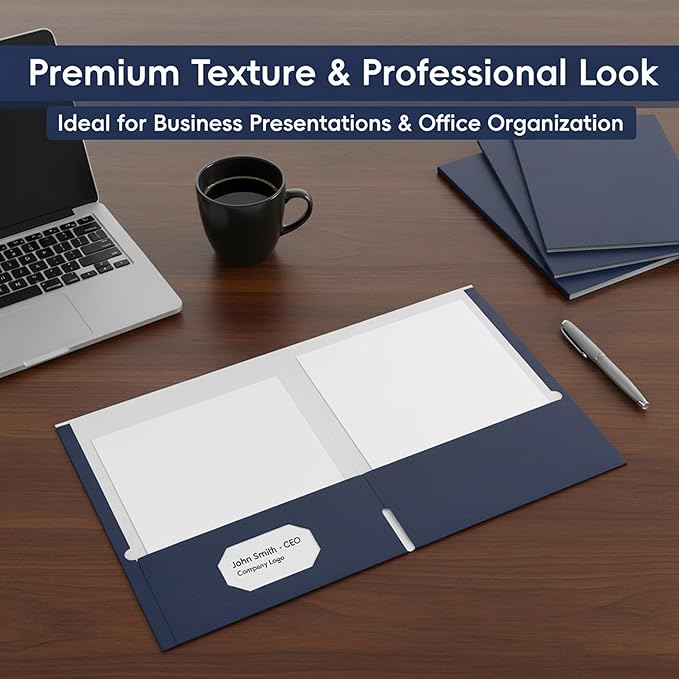 50 Packs Navy Blue Two Pocket Folders,File Folder Letter Size,8.5x11Inches File Folders for Office,School and Home,Organizer File Folder