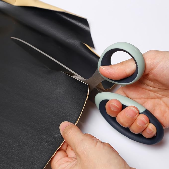 8.5" Multipurpose Heavy Duty Sharp Scissors, Blue With Cover | Soft Grip Handle, Suitable for Households, Offices and Arts and Crafts, Leather Protective Cover