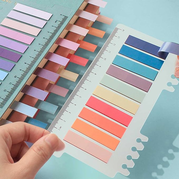 ELII Sticky Tabs 2400pcs - Colored Writable Repositionable Page Markers | Morandi Sticky Note,Strip Index Tabs,Page Tabs,Bible Study,Planning,Safety Material, Smooth Writing,Transparent,Waterproof