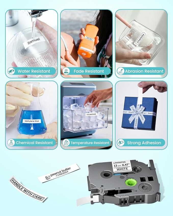 Label Maker Tape 12mm 0.47 White TZe-231 Compatible Brother P Touch Label | for PTD210 PTH110BP PT-D610BT PTH111 PT-D410 PT-D210SV PT-D460BT TZe TZ Ptouch Refills, 0.47 In(12 mm) x 26.2 Ft, 4-Pack
