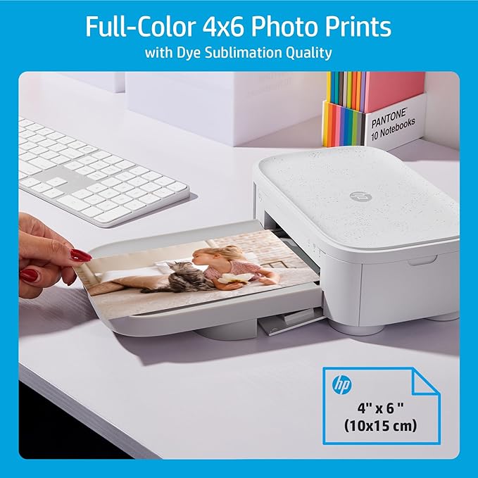 HP Sprocket Studio Plus 4x6 Wireless Instant Photo Printer, 10 Sheets + Cartridge, Wi-Fi, Premium Dye Sublimation, Compact Home Use, Prints Vibrant Color Pictures, Editing App for Creative Photos