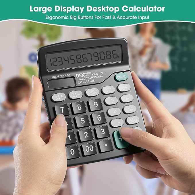 24 Pack Calculator Bulk,12 Digits Desktop Calculator with Large LCD Display and Sensitive Buttons,Solar and Battery Dual Power,Perfect for Office,School,Home(Black)