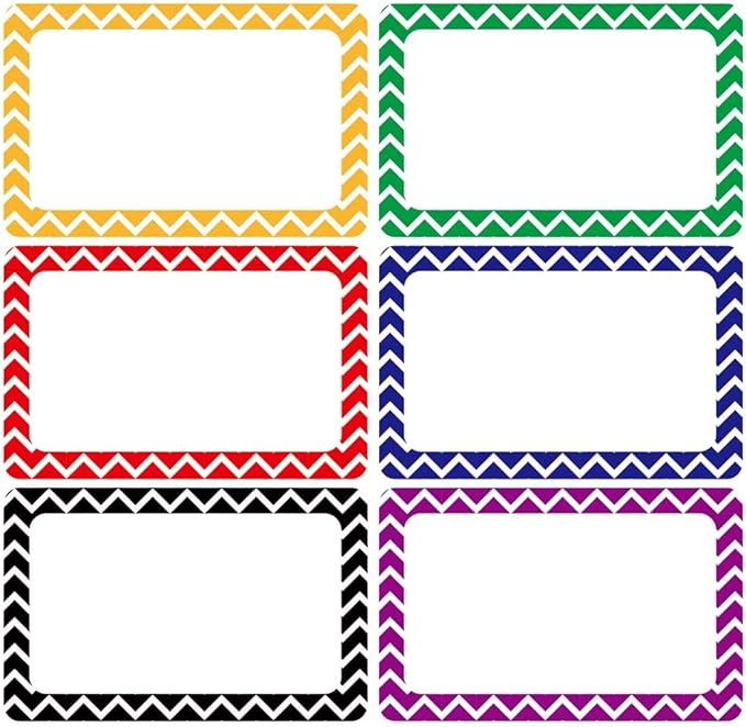 300 Cute Chevron Name Tag Stickers Colorful Border Name Labels for School, Office, Home Can Be Used on Clothes, Storage Boxes, Packages - Updated Stronger Stickiness