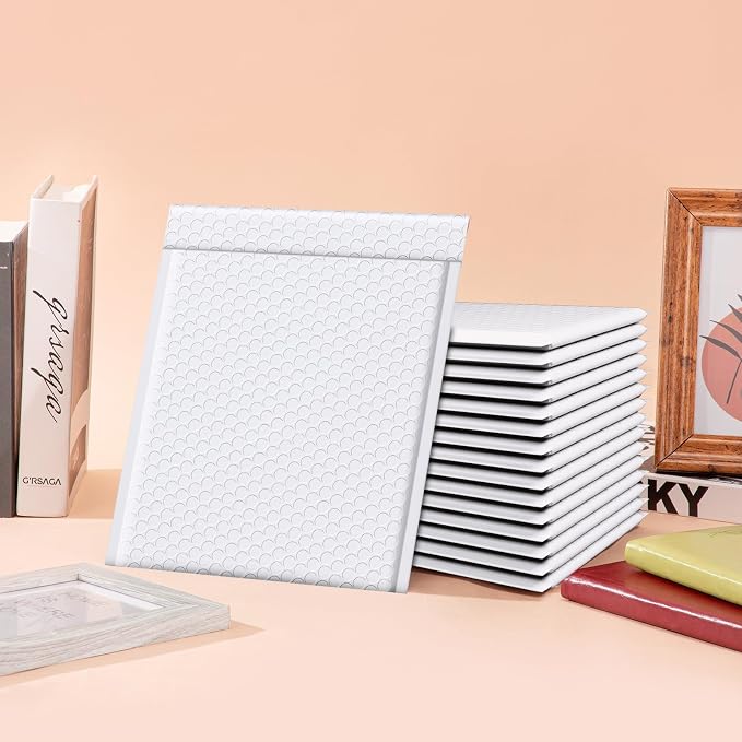Fuxury White Bubble Mailers 8.5x12" Padded Envelopes 100 Pack Bulk | Usable Size 8.5x11" Bubble Envelopes Strong Adhesion Padded Mailers for Small Business Mailing Books Clothes Makeup Supplies
