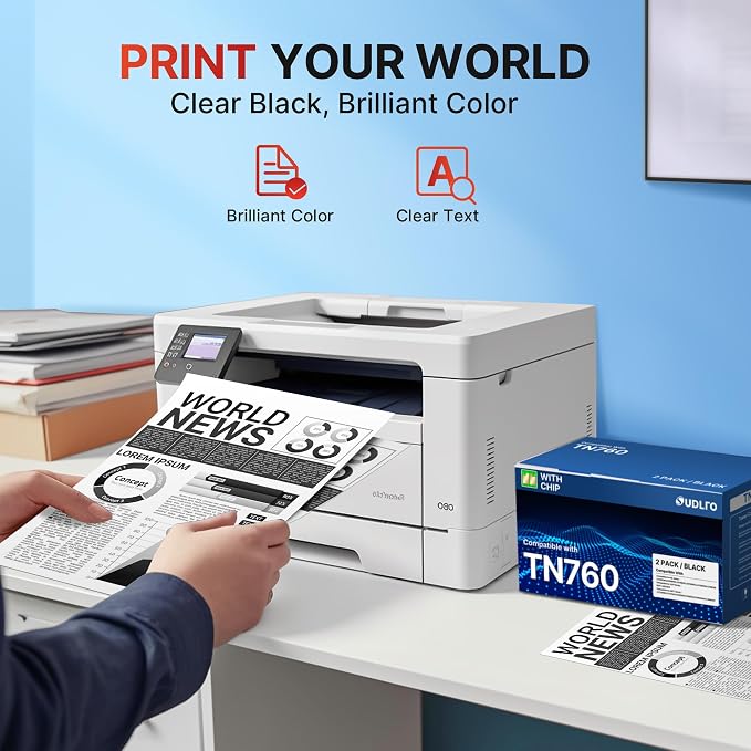 TN760 Toner for Brother Printer Replacement for Brother TN760 TN-760 TN730 | Toner TN-730/TN-760 Compatible for MFC-L2750DW HL-L2370DW MFC-L2710DW HL-L2350DW HL-L2390DW DCP-L2550DW Printer (2 Black)