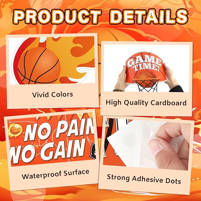 33Pcs Basketball Bulletin Board Decoration, Basketball Theme Bulletin Boarders Game Time March Sports Cutouts Madness Decorations for School Classroom Game Party Supply