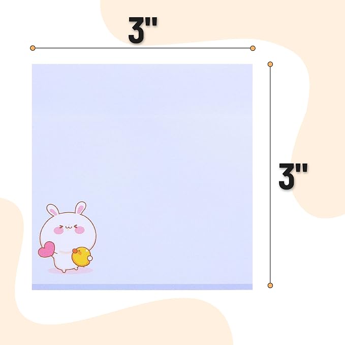 Mr. Pen- Aesthetic Sticky Notes, 3"x3", 8 Pads, 400 Sheets, 4 Designs | Cute Rabbit Sticky Notes, Self-Stick Note Pads Aesthetic, Perfect for Office, School, Home, Study & Organization