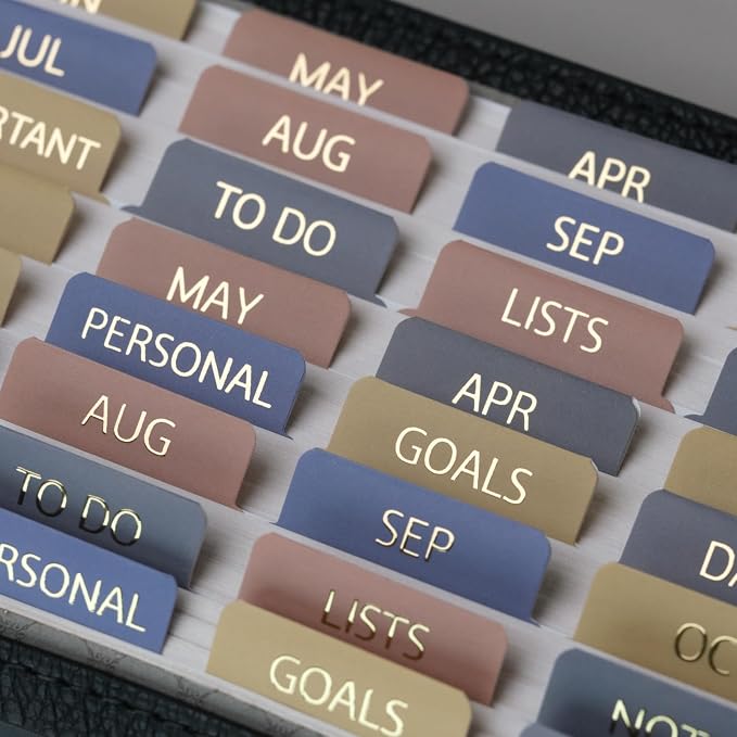 UPAFEXXI-Laminated Planner Monthly Tabs, 72 Stickers in Total | 24 Month,24 Subject,24 Blank,Calendar Monthly Label Stickers for Planners, Subject Label Adhesive Tabs for Folders, Pages
