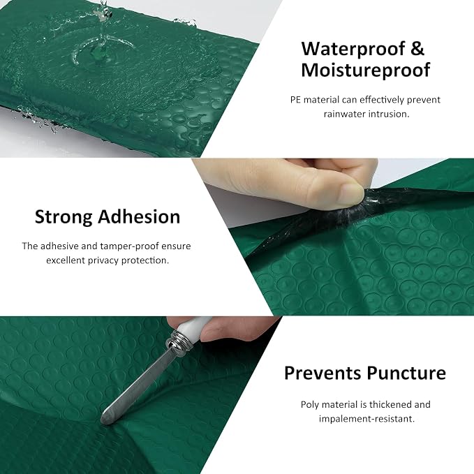 Famagic Bubble Mailers 4x8 Inches 100pc Ultramarine Green Shipping Bags Self Seal Adhesive Padded Envelopes Mailing Bags for Small Business Usable Size 4x7" Small Bubble Poly Mailers Bags