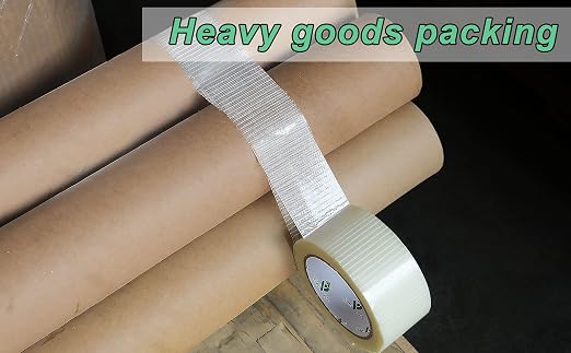 BOMEI PACK 30Rolls Reinforced Packing Tape, Bi Directional Filament Strapping Tape 2 inch x 30yds x 6.7Mil