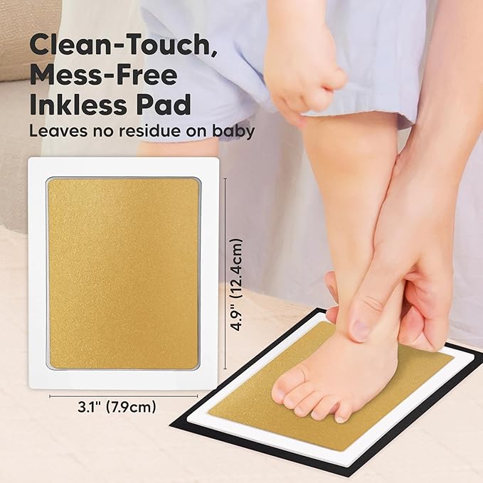 4-Pack Inkless Baby Hand and Footprint Kit - Mess Free Ink Pad for Newborn Keepsake, Dog Nose & Paw Print Kit, Clean Touch Ink Pad for Baby Hand & Footprints, Ideal New Mom Gifts(Gold/Silver, L)