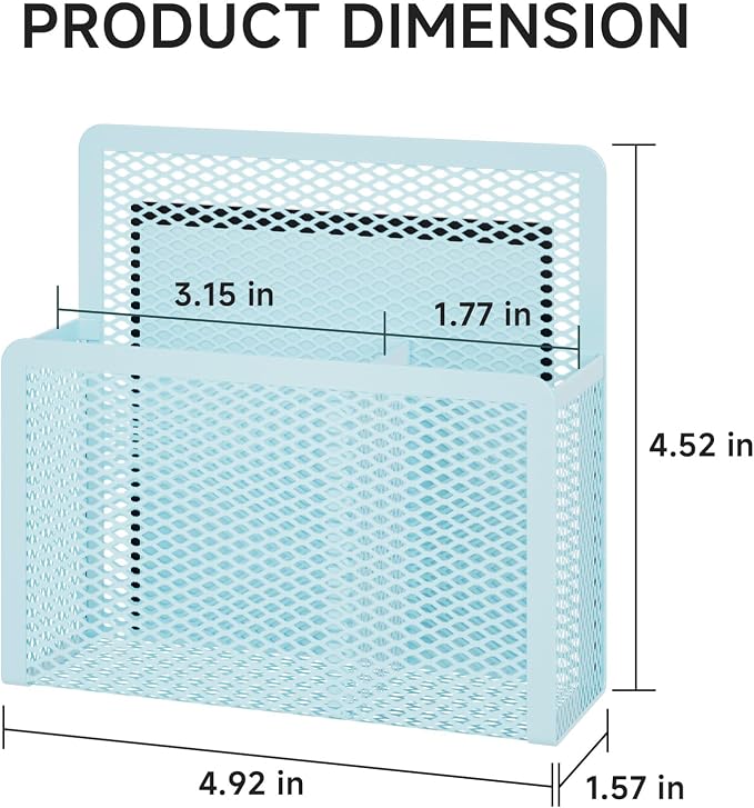 Marbrasse Magnetic Dry Erase Marker Holder, Mesh Pen Holder for Whiteboard，Magnet Pencil Organizer Storage for Refrigerator Locker Accessories Organizer for Home, School and Office (Blue 4p)