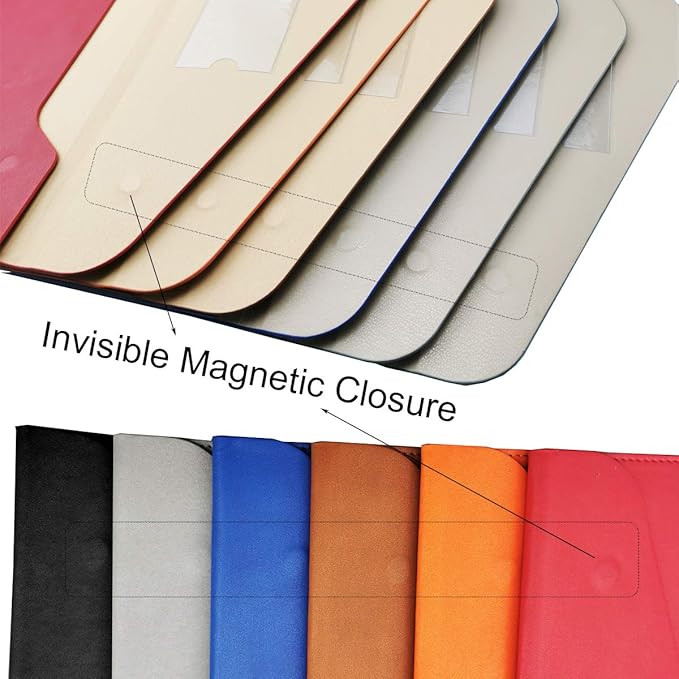 Enyuwlcm PU Leather A4 File Folder Document Holder Waterproof Portfolio Envelope Folder Case with Invisible Magnetic Closure Orange