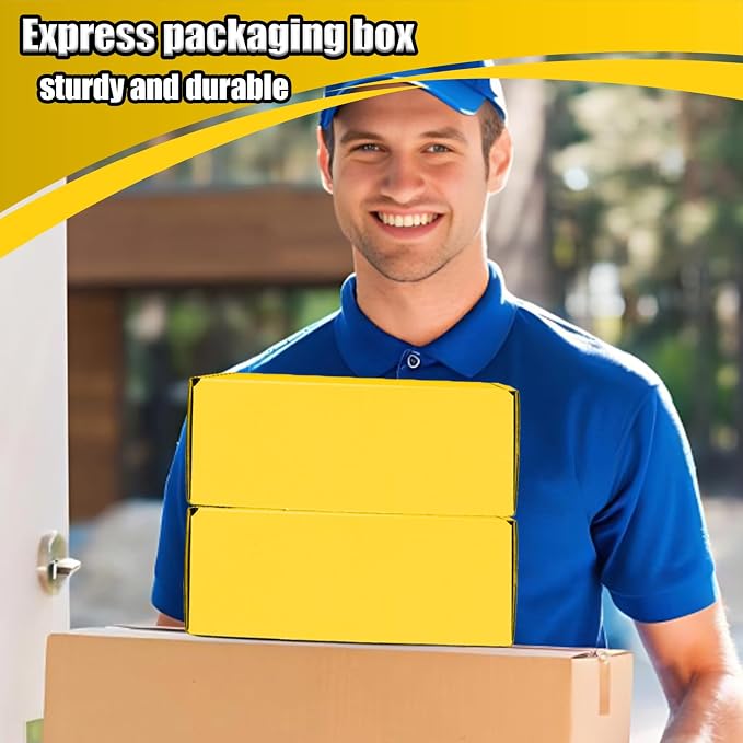 Small Shipping Boxes, 50 Pack Cardboard Box Corrugated Mailer Boxes Small Corrugated Boxes For Shipping Packaging Craft Gifts Giving Products, 6 x 4 x 1.6 Inches (Yellow)