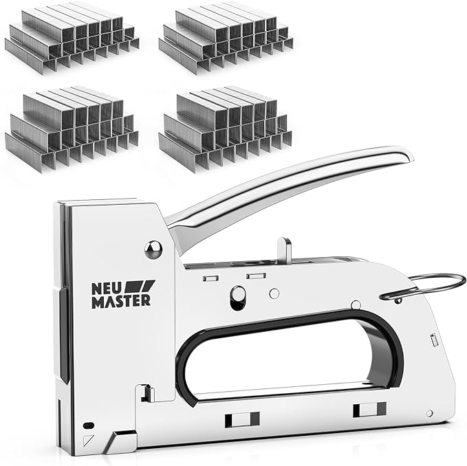 NEU MASTER All Steel Staple Gun, Wood Stapler Gun with 4000 Staples | Adjustable Penetration Control, Bottom Quick-Load, Light Duty Upholstery Stapler for Woodworking, Furniture, DIY & Home Decor