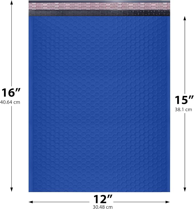 Royal Blue Bubble Mailers 12x15, Self Seal Poly Padded Envelopes, 100 Pack | Holds Clothing & Bulk Items, No Tape Needed, Cushioned Protection, Water-Resistant Poly, Bulk Pack for Small Business