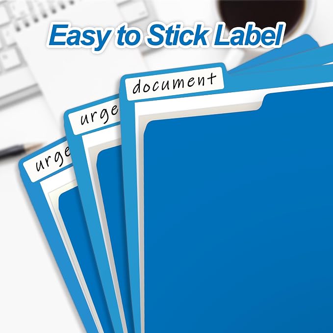 VZCPYTPM 100 Packs Blue File Folder,1/3-Cut Tabs,Heavy Duty Paper File Folders Letter Size,8.5x11 Inch Manilla File Folders for Office Filing,School Projects and Home Document Organizing