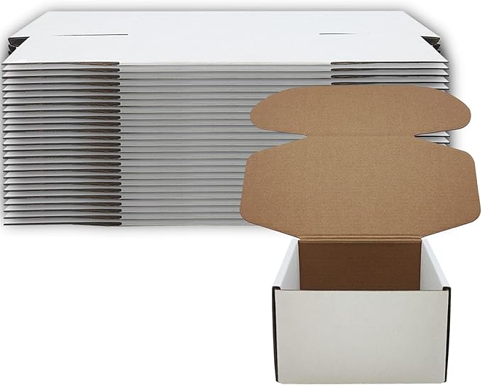 5 x 5 x 3 inch Shipping Boxes Set of 25， White Corrugated Cardboard Box Mailer Boxes for Packaging Small Business Shipping，Mailing Boxes Bulk for Birthday Wedding Party Book Literature Gift Giving