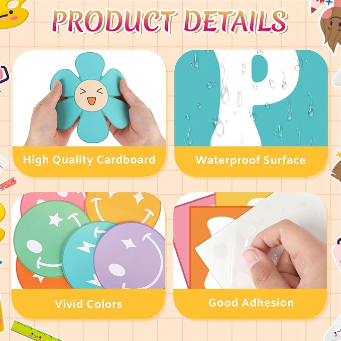 54Pcs Smile Face Bulletin Board Decorations Set, Always Happy to See You Bulletin Board, Colourful Happy Face Paper Cutouts for Back to School Classroom Teacher Supplies Office Door Wall Decor