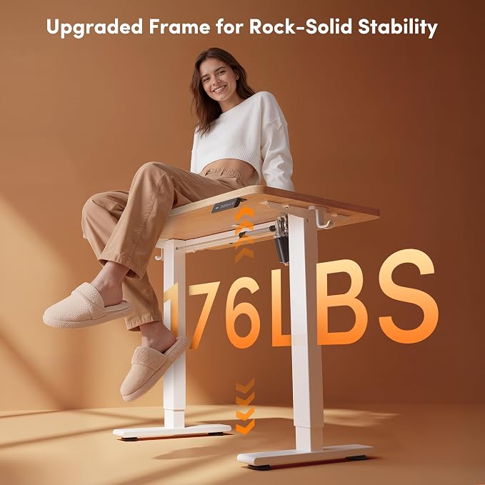 FEZIBO Standing Desk 32 × 19 Inch Electric Height Adjustable, Maple | Sit and Stand Up Adjustable Desk, Home Office Computer Desk with 3 Customizable Memory Presets