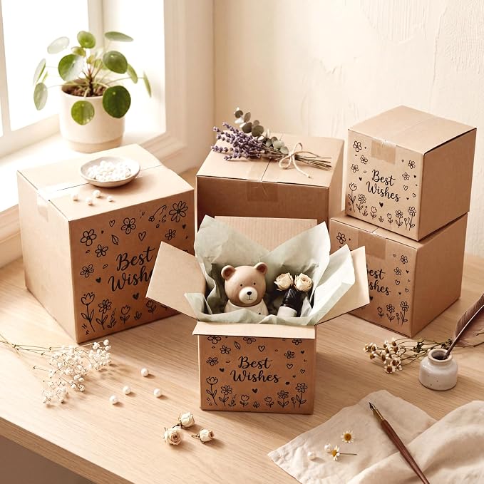Hoikwo 30 Packs Brown Shipping Boxes Mixed Sizes | 15 PCS Each of 8x8x8, 6x6x6 Cardboard Box for Small Business Packaging and Mailing