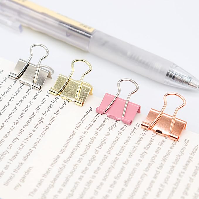 Silver Binder Clips, Mini Paper Clip, Small Paper Clamps 15mm (5/8 inch), 100 Pack Micro Size Office Clips for Home School and Business (Silver)