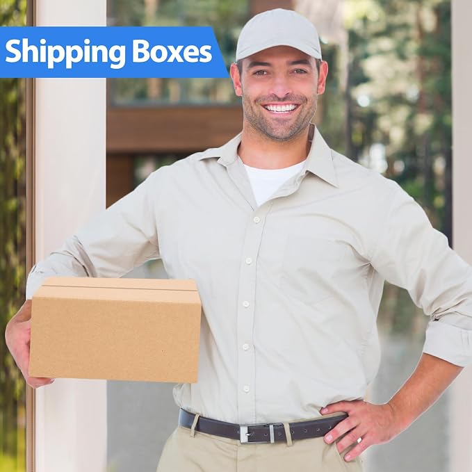 25 Pack Shipping Boxes, Brown, 9"x6"x4", Corrugated Cardboard Boxes | Small Cardboard Shipping Boxes, Kraft Mailing Boxes, for Small Business Packaging, Shippings and Storing