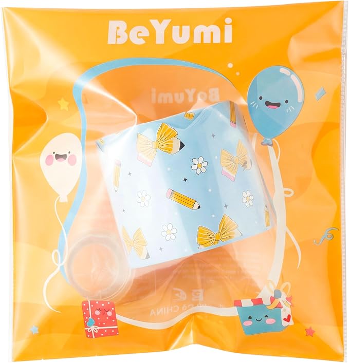 BeYumi Pencil Bow Border Trim - 65ft Back to School Blue Pencil Bow Scalloped Rolled Border Trim Pencils Bowknot Coquette Bulletin Board Set School Classroom Office Chalkboard Party Holiday Wall Decor