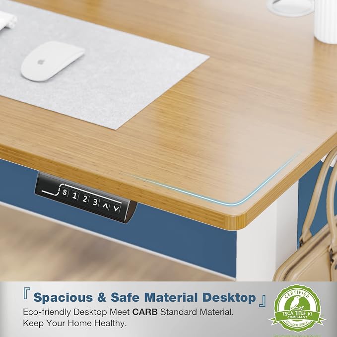 DUMOS 41 Inch Electric Standing Desk, Memory Adjustable Home Office Desk | Sit Stand Up Desk for Work Home Office,Adjustable Desk, Rising Computer Table with Splice Board,Cable Management,Hook,Oak