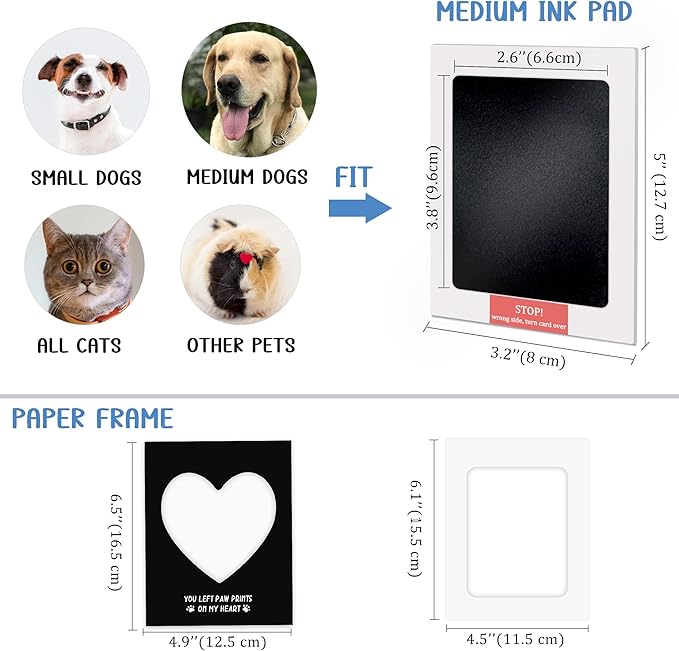 MYPAWLETS Paw Print Kit,Clean Touch/Inkless Ink Pad for Dog/Cat Pawprints,Paw Print Stamp Pad for Dogs,Dog Paw/Nose Print Kit Keepsake,Pet Paw Print Impression Kit with Frame,Gifts for Pet Parents-3M