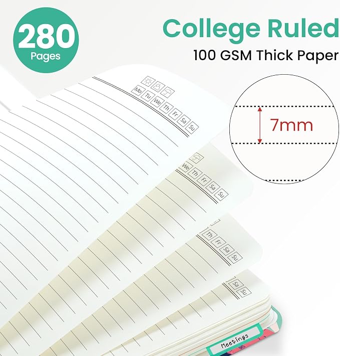 ZOTIA Large Spiral Notebook for Work, 8.5" x 11" Journal for Women, Cute 5 Subject Notebook with Removable Dividers & Tabs, College Ruled Lined Journal for Office and School, 280 Pages, Garden Picnic