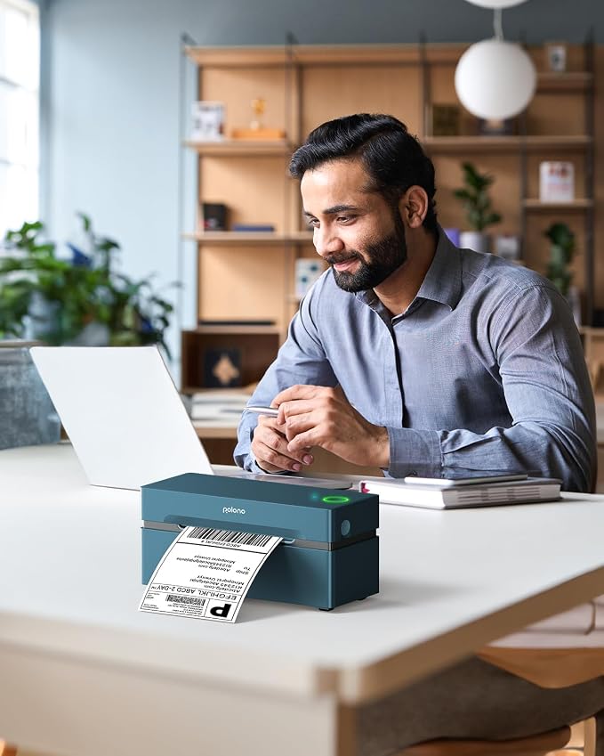 POLONO Bluetooth Thermal Shipping Label Printer, 4x6 Label Printer for Shipping | Good Quality, Faster Speed, High-Efficiency, Easy to Use, Wireless 4x6 Shipping Label Printer for Amazon, Etsy, USPS, Shopify