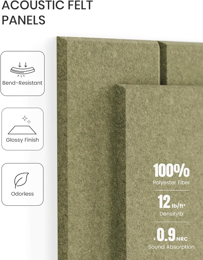 Fluxynara Felt Bulletin Board & Cork Board Alternative, Olive Green | 48" x 36" Pin board, Removable Adhesive Tabs, Easy Install Without Wall Damage, For Home Office Decor