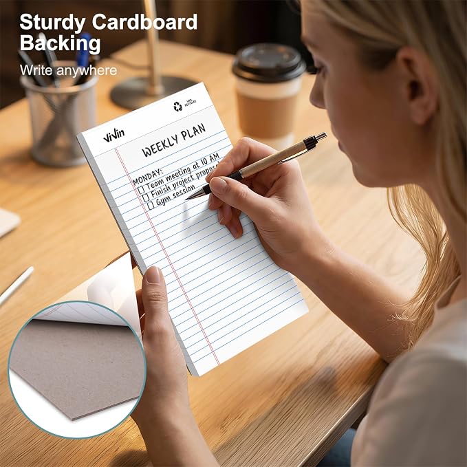 ViVin Legal Pads 5" x 8", 24 Pack, Narrow Ruled, 30 Sheets Per Note Pads | Perforated Writing Pad, Legal Pads Ideal for Home, Office, Business, White Paper