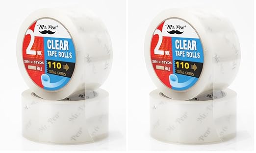 Mr. Pen- Packing Tape, 2Pack, 2in Wide, 60 Yards, 1.9mil, No Smell, Shipping Tape, Packaging Tape Rolls, Clear Box Tape, Mailing/Moving Tape, Packing Tape Refill (Pack of 2)