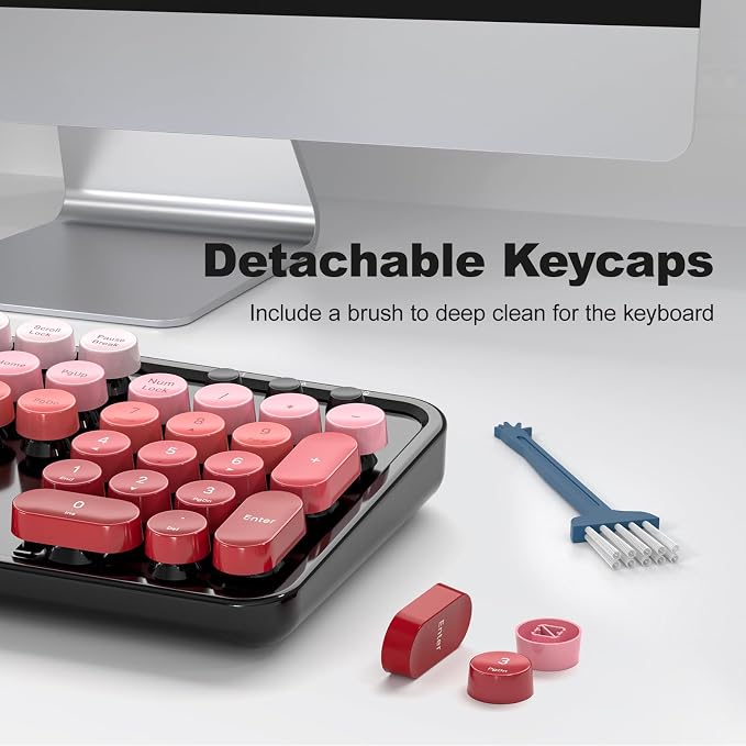 MOFII Wireless Keyboard and Mouse Combo, Retro Full Size Typewriter Keyboard with Number Pad and Sport Car Mouse for PC Computer Desktop Laptop Windows (Black Red Gradient)