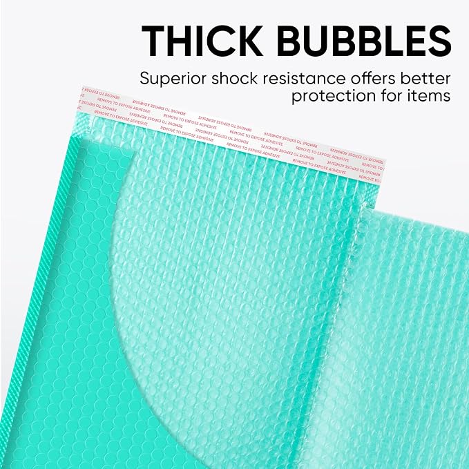 CHMI Teal Bubble Mailers 8.5 x 12 Inch 100 Pack, Usable Size 8.25X12 Inch Poly Mailers,Mailing Envelopes,Shipping Mailer，Opaque Self Seal Adhesive Waterproof Bags for Packaging and Shipping.
